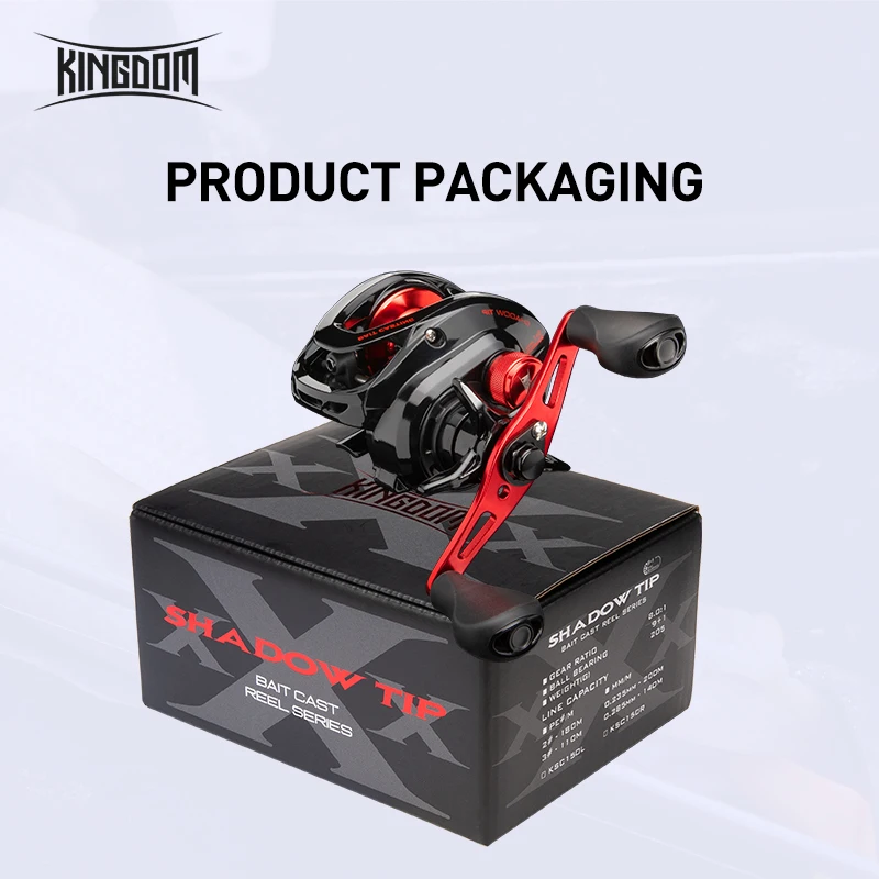 SHADOW TIP 9+1BB Fishing Reel Gold and Red Color 5kg Braking Power 8.0:1 Gear Ratio 205g Light Weight Bait Casting Fishing Reels