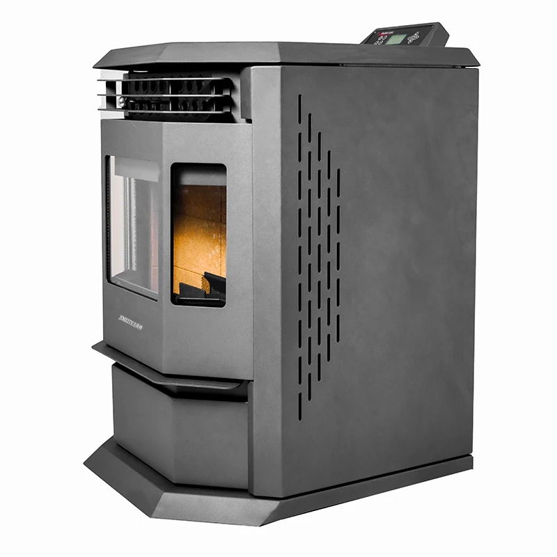 Pellet Stove Freestanding Fireplace Automatic Feeding Wood Fast Heating Home Black Eco-friendly Steel Modern Fire Place Heater