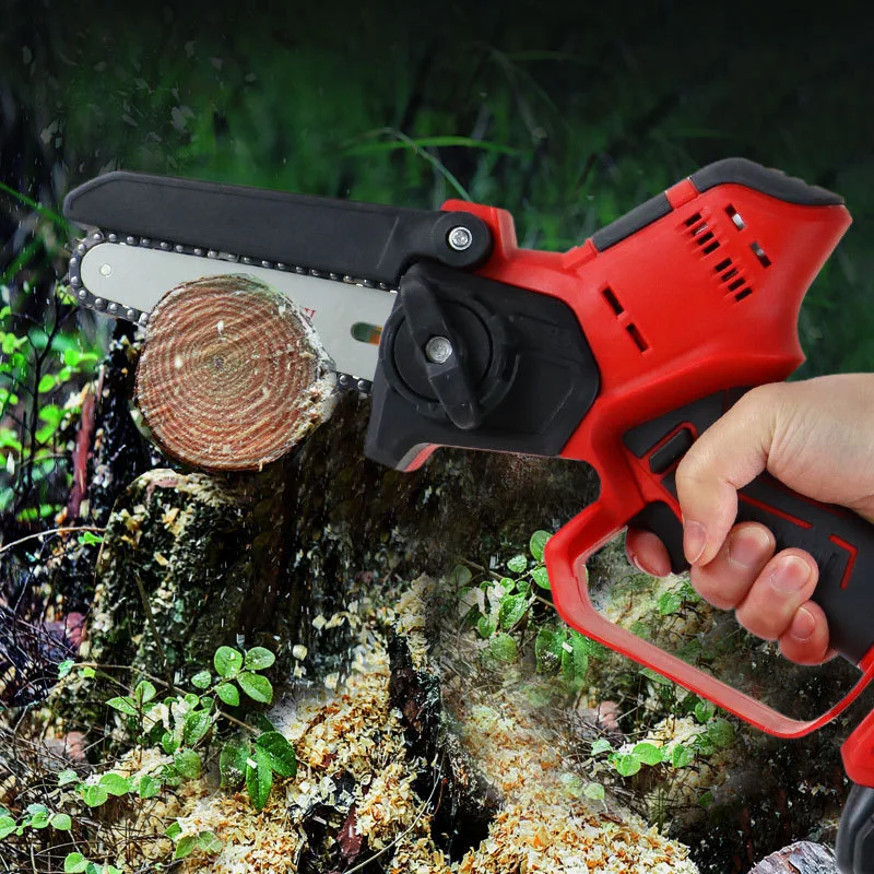 Hot Sale 6 Inch Electric Branch Pruning Saw Specialized Battery Operated Black Motor Saw Hard Outdoor Wood Cutting Chain Saw