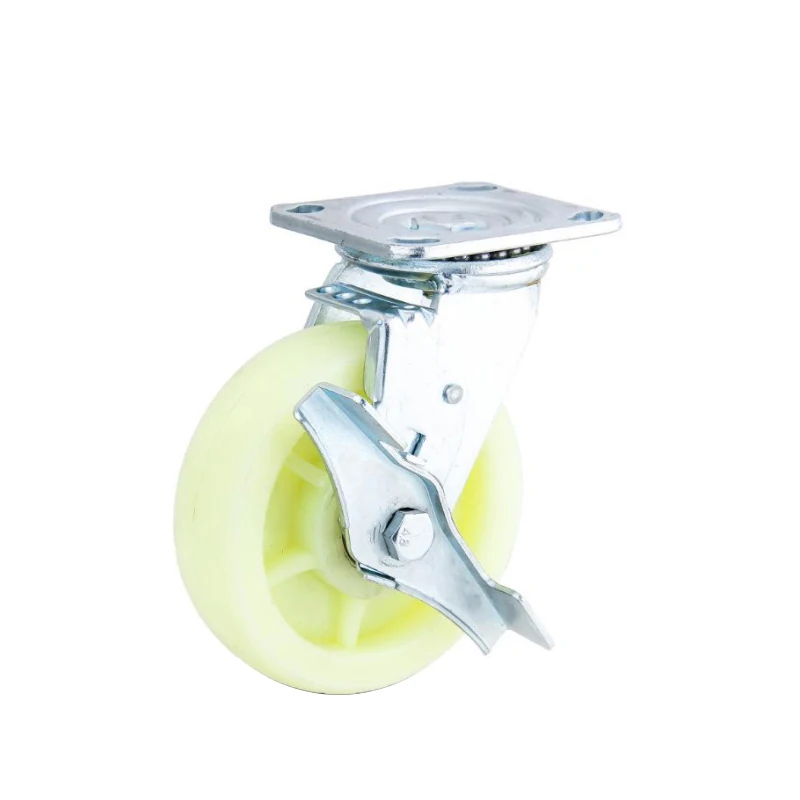 High Quality  4/5/6/8 Inch Milk White Double Bearing Nylon Or PP Wheel Top Plate Caster Wheels