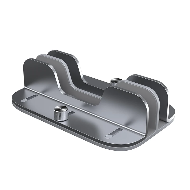 Wholesale Desktop Aluminum Alloy Adjustable Dual Slot Vertical Laptop Tablet Bracket PC Holder Macbook Stand for Ipad