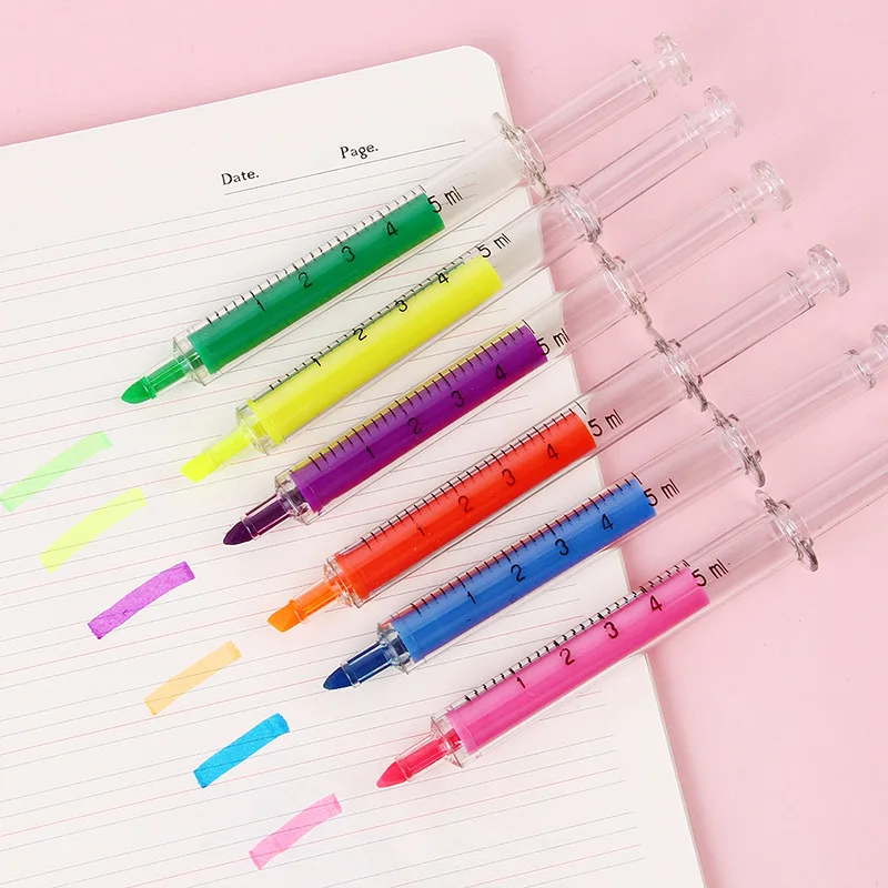 Novelty Syringe shape highlighter needle tube shape highlighter Doodle marker