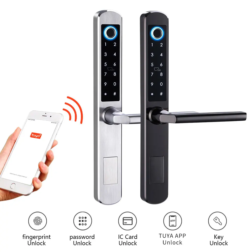 Stainless Steel Secure Smart Hotel Lock Intelligent Biometric Electronic Digital TTlock Tuya Fingerprint Door Lock