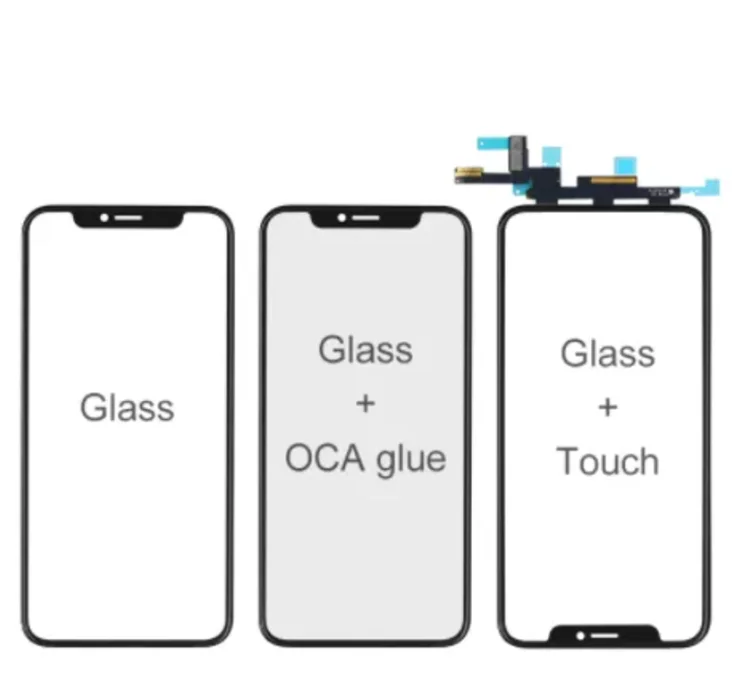 Factory price Lcd Touch Screen oca touch glass 7 8 plus x xr xs max 11 12 13 14 pro max phone oca glass with frame for iPhone
