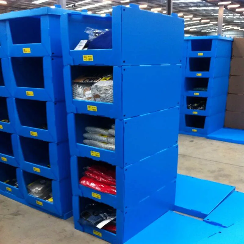 Custom Size Open Front Coroplast Correx Tools Box Heavy Duty Reusable Corrugated Plastic Warehouse Shelf Storage Boxes