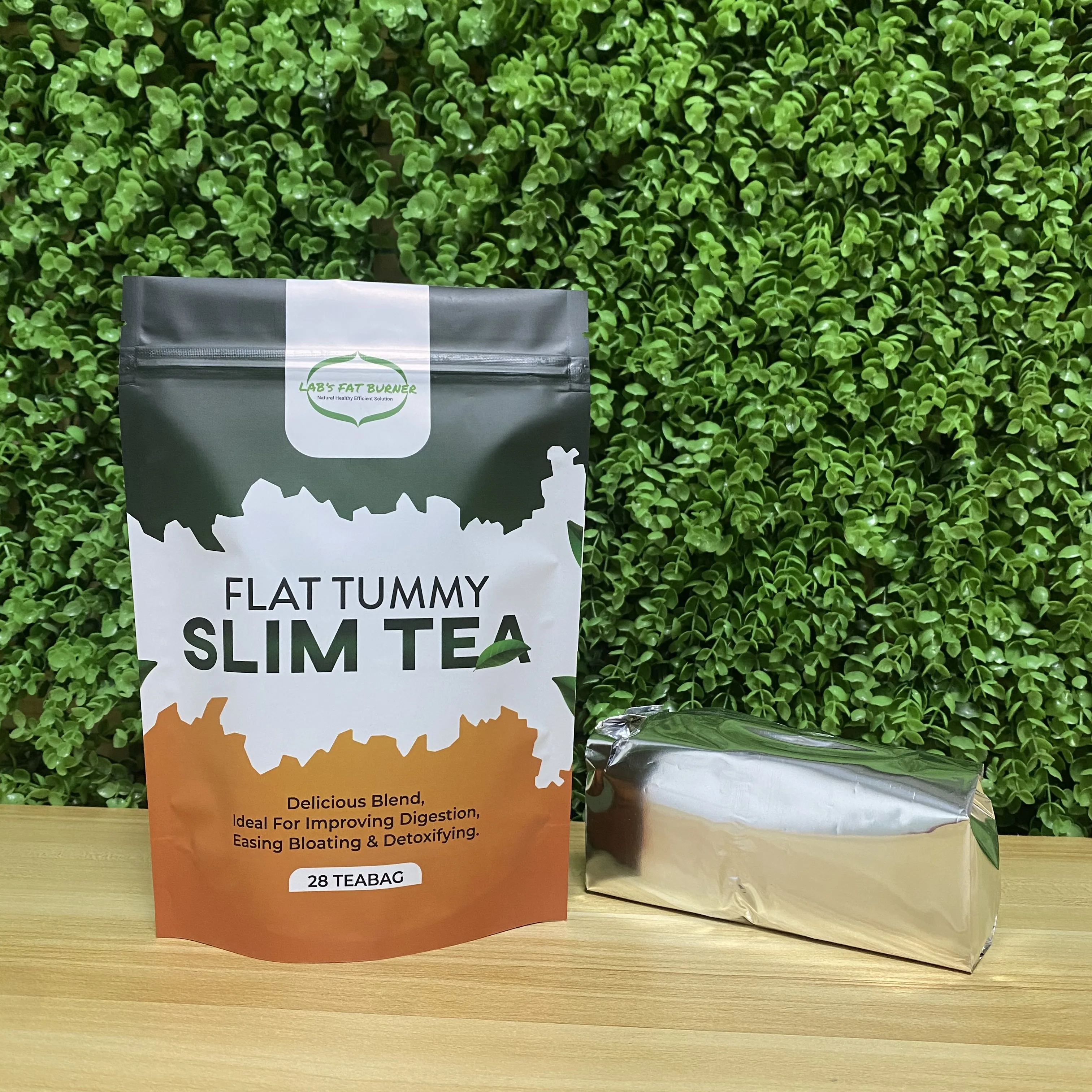 AT PACK New Arrivals Aluminum Foil Stand Up Pouch Teabag Pouch With Ziplock Top For 28 teabag