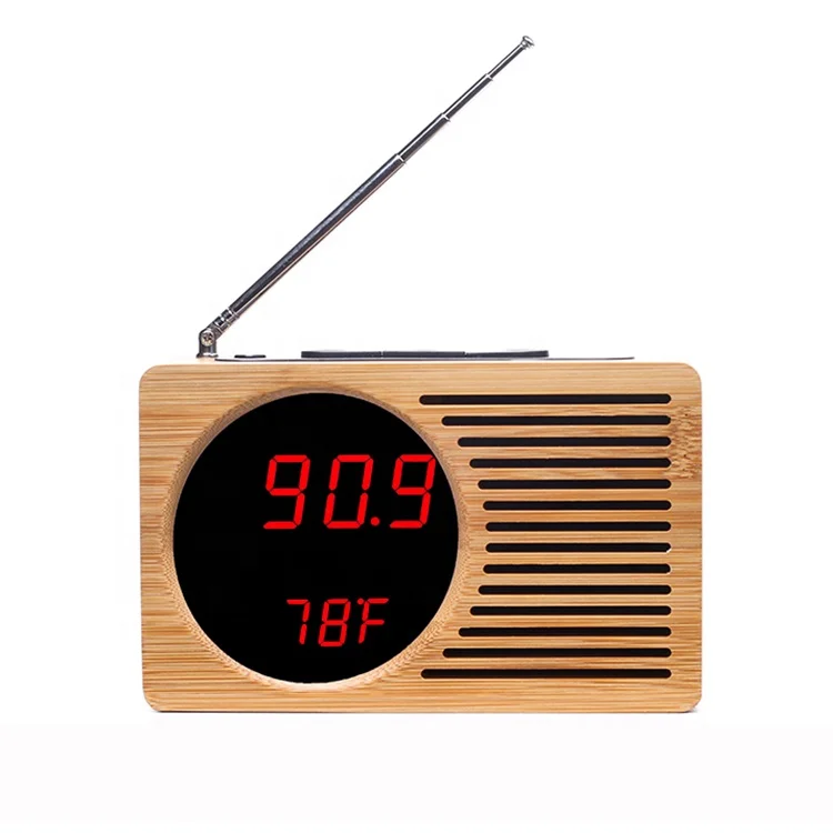  KH-WC013 портативный Рабочий стол из бамбука/деревянная FM радио с светодиодные