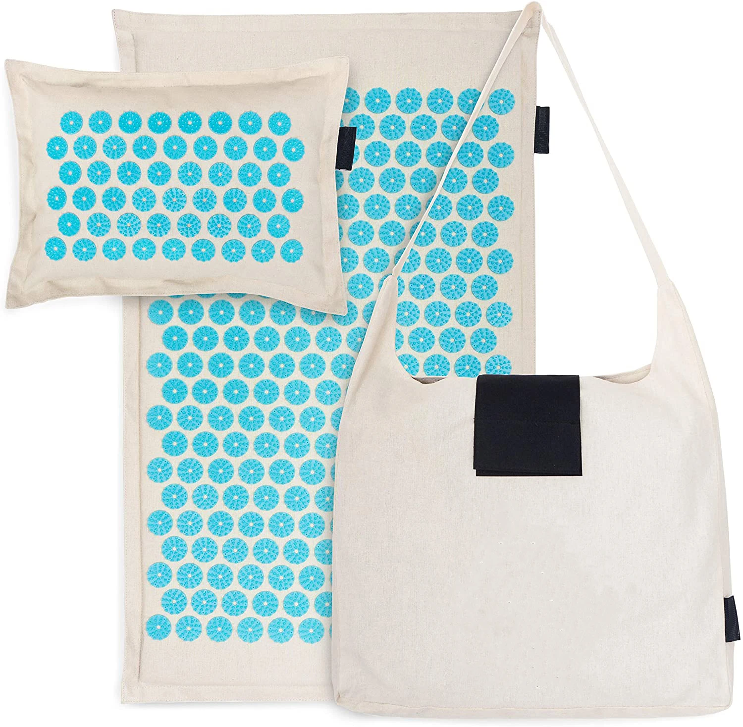 
Large Acupressure Mat and Pillow Massage Set with Pouch Tote Bag 