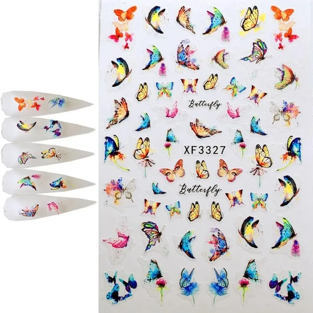 2023 Professional Colorful Butterfly Spring 65*95MM  3D Nail Stickers