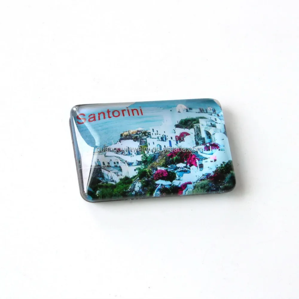 Wholesale custom logo Santorini Greece souvenir crystal sublimation fridge magnet