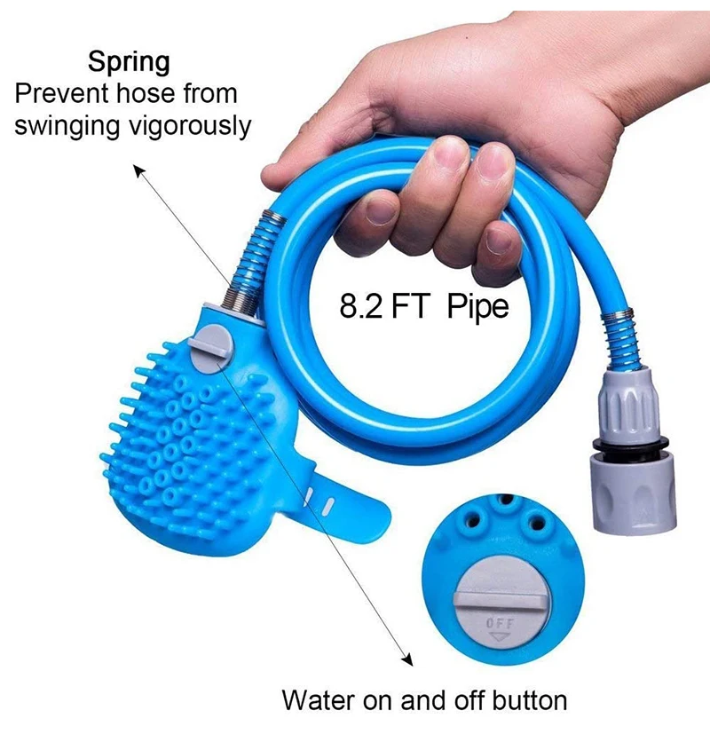
Pet Water Sprayer Massage Brush and Rubber Shield Pet Faucet Dog Wash Kit for Shower 