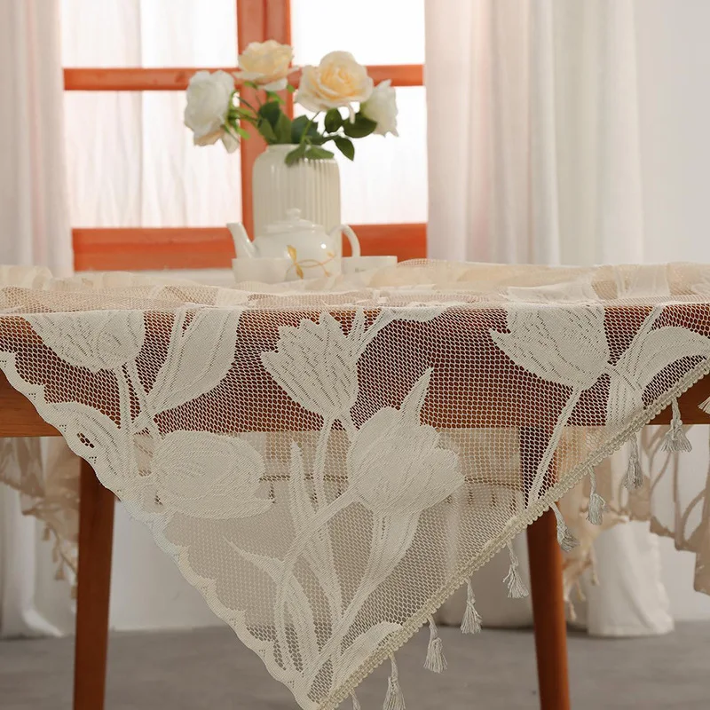 Minimalist tassel tablecloth style home Nordic rectangular lace tablecloth