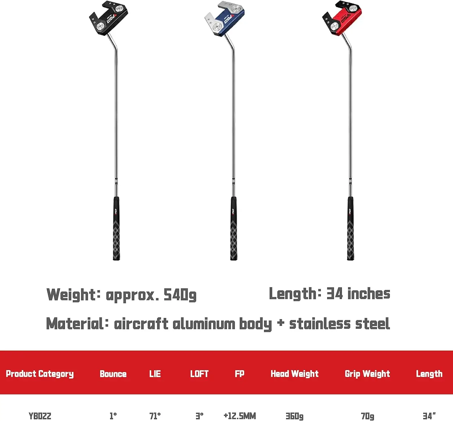 PGM Golf Standing Putter, Aircraft-grade Aluminum, Ultra-low Center of Gravity, High Tolerance Putter