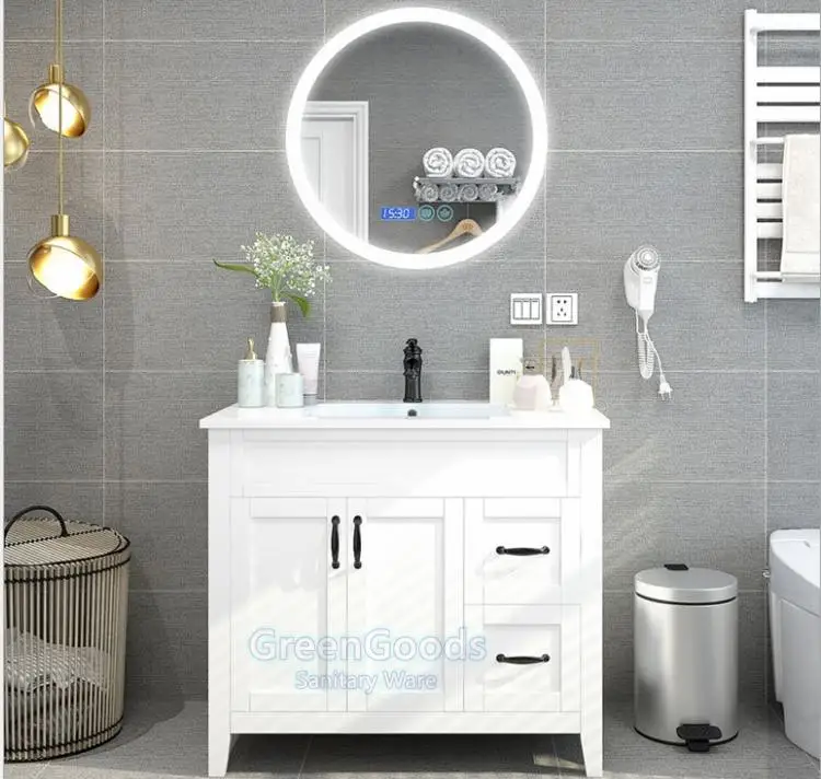 Hotel Modern Antique Furniture Classic Solid Wood Design Bathroom Cabinet Vanity Bathroom Sets Bathroom Vanity Cabinet