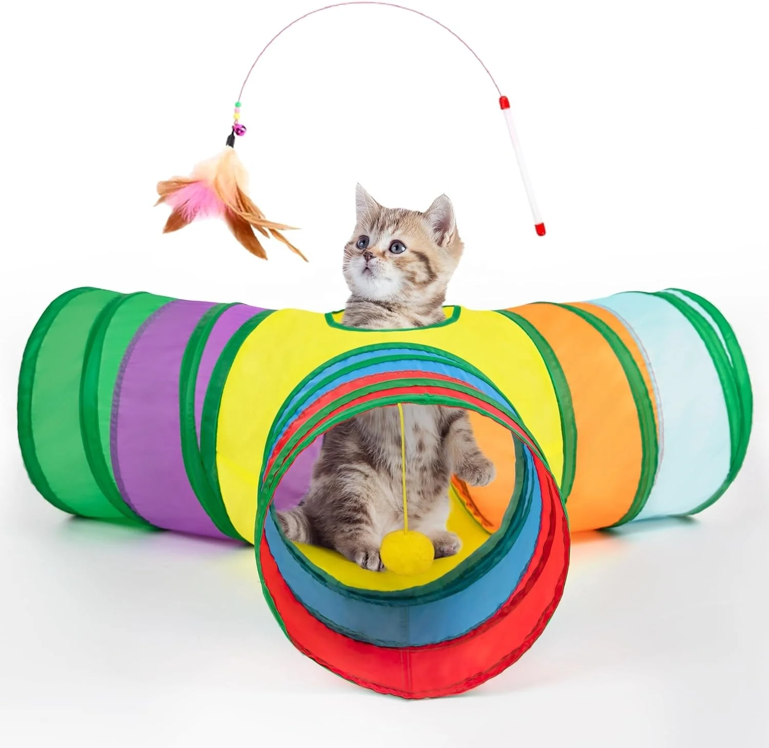 Pet Interactive Cat Tunnel Toys Set  3-Way Tube Folded Cat Tunnel Toy