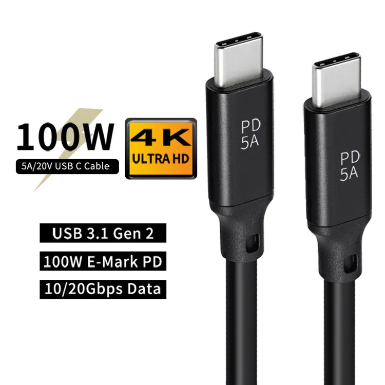 
 Кабель USB C-USB C 3,1 Gen 2, 6 футов, Тип C, 100 Вт, шнур 4k, 60 Гц, видеовыход, 5 А, зарядный провод  