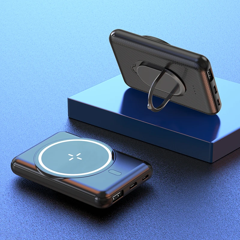 5000 mah custom logo magnet wireless charger desk stand promotional outdoor power banks