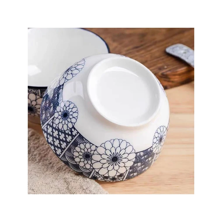 
Wholesale price home used ceramic bowl 4.5 inch china style ceramic porcelain round rice bowl 