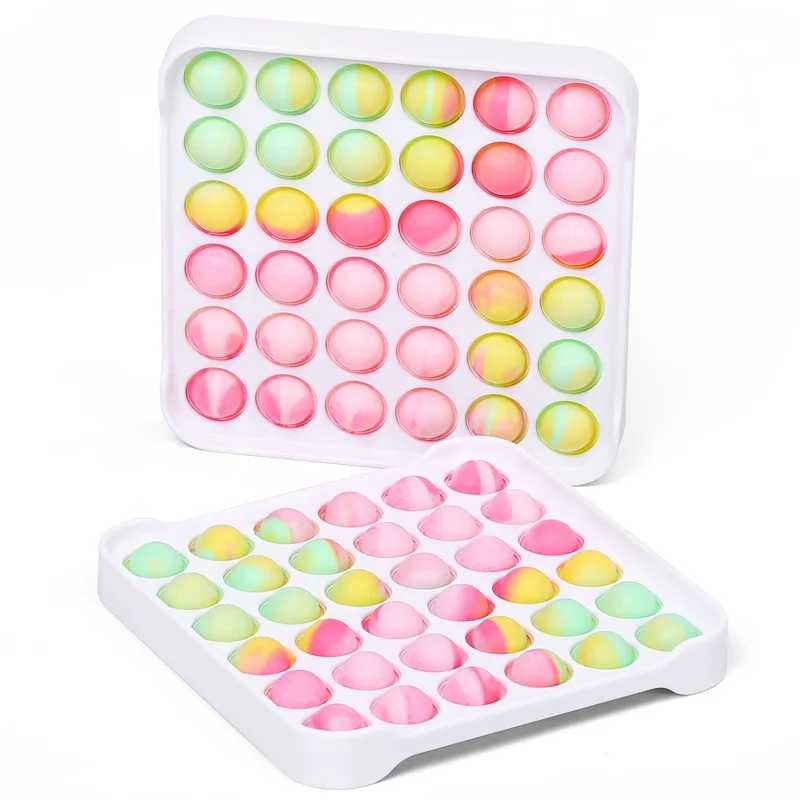 
Simple Dimple Anti Stress Relief Push Pops Bubble Pack Keychain Big Rainbow Kids New Fidget Sensory Toy Pops It Fidget Toys Set 