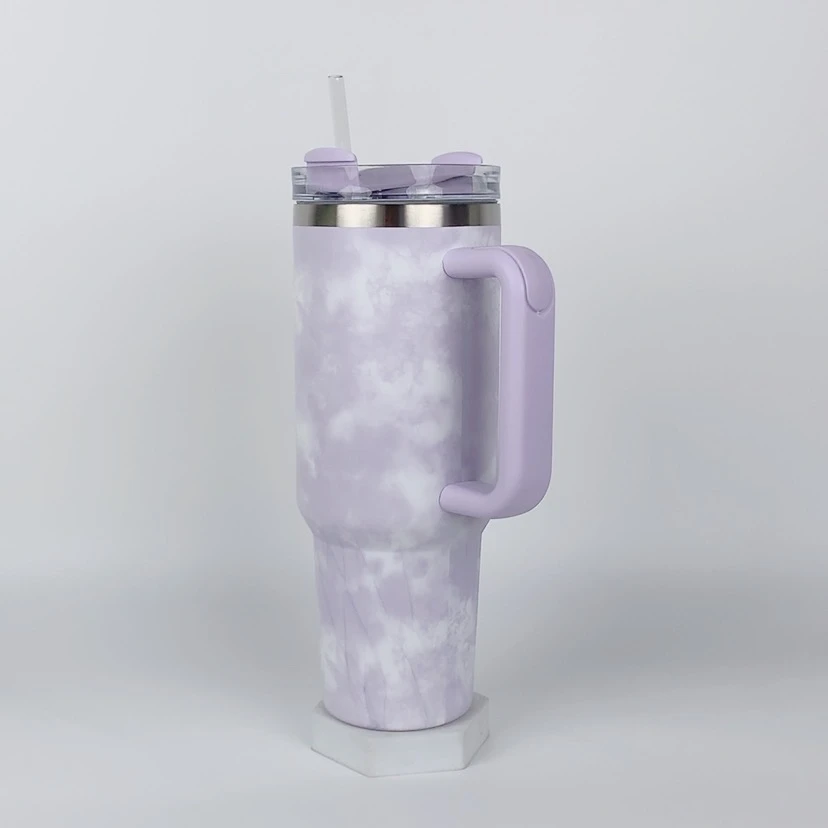 2025 Double Wall Stainless Steel Tie Dye Traveler Tumbler 40oz H2.0 Adventure with Straw and Handle