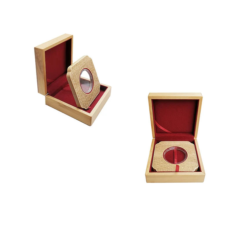 Single Natural Wood Challenge Coin Presentation Display Gift Box Storage Case Wooden Display Box For Single Coin