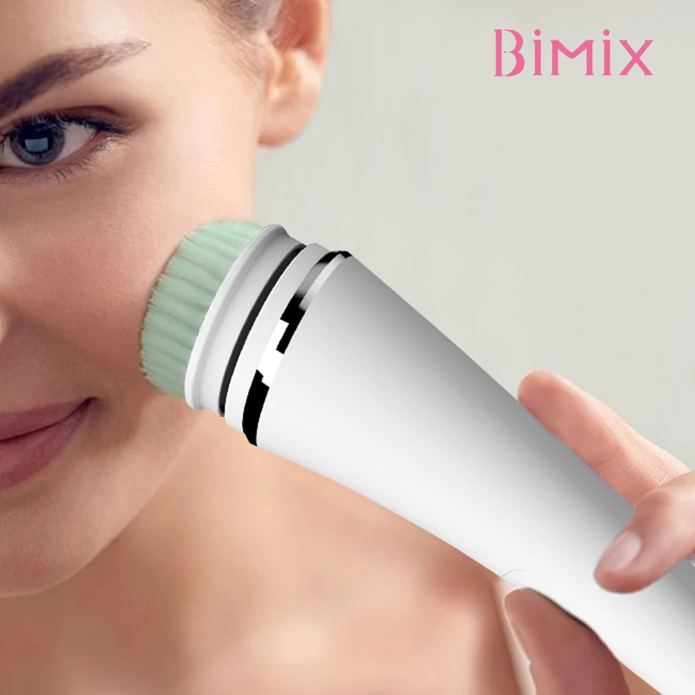 Электрический силиконовый отшелушиватель Bimix для лица и тела, вращающаяся щетка для чистки лица