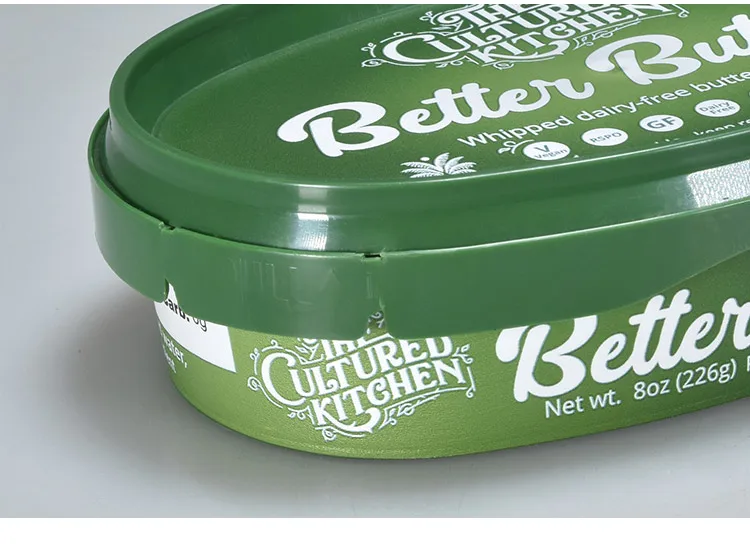Wholesale Eco Friendly Packaging Pp Plastic 250g Oval Cheese Butter Box Dairy Margarine Container