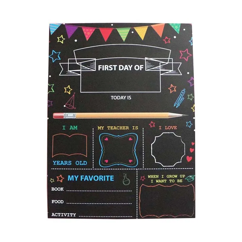 School Supplies Double-Sided My First & Last Day of School Sign Chalkboard