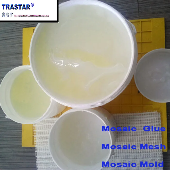 Stone mosaic glue for stone and ceramic mosaic tile mounting and  paving with the fiber mesh