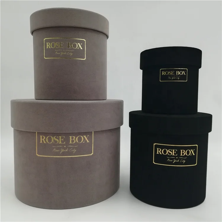 Pretty custom made recycle cardboard rose boxes with lids, round flower gift boxes