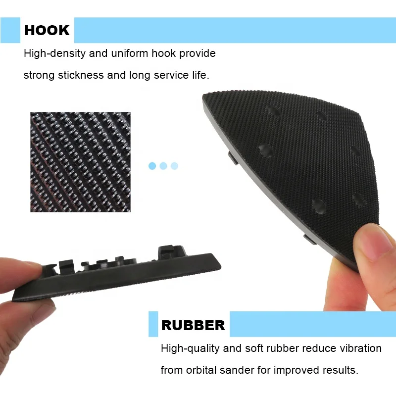 90*90*90MM 6Holes Triangular Black Hook and Loop PU Air and Electric Backing Pad  Sanding Pad for Polishing