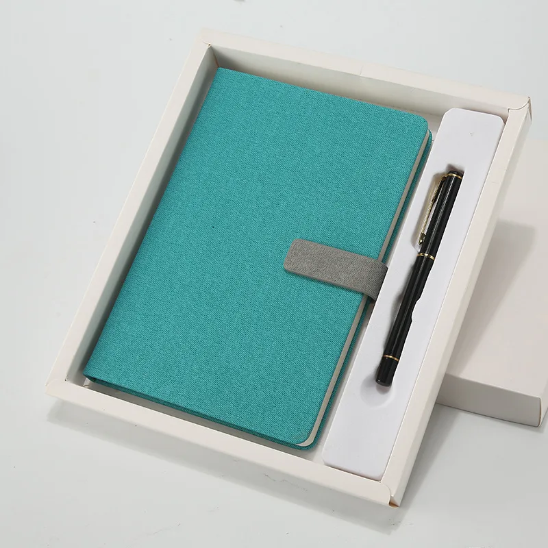 A5 White Private Custom Lined Daily Pu Leather Hardcover Business Notebook Planner With Pen Loop