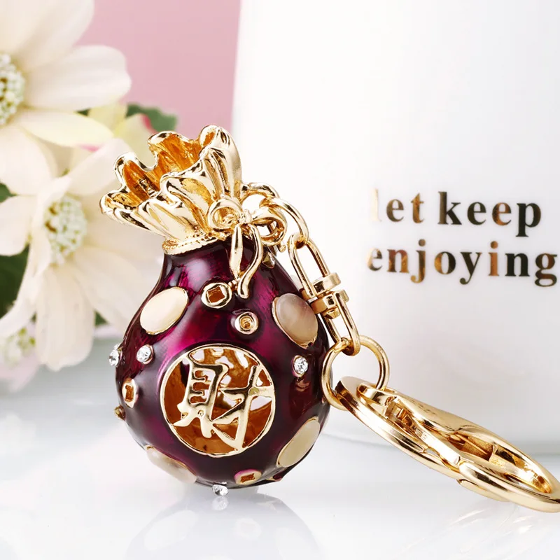 Lucky Bag car key ring Creative Metal bags female key chain ring Diamond-encrusted business gifts