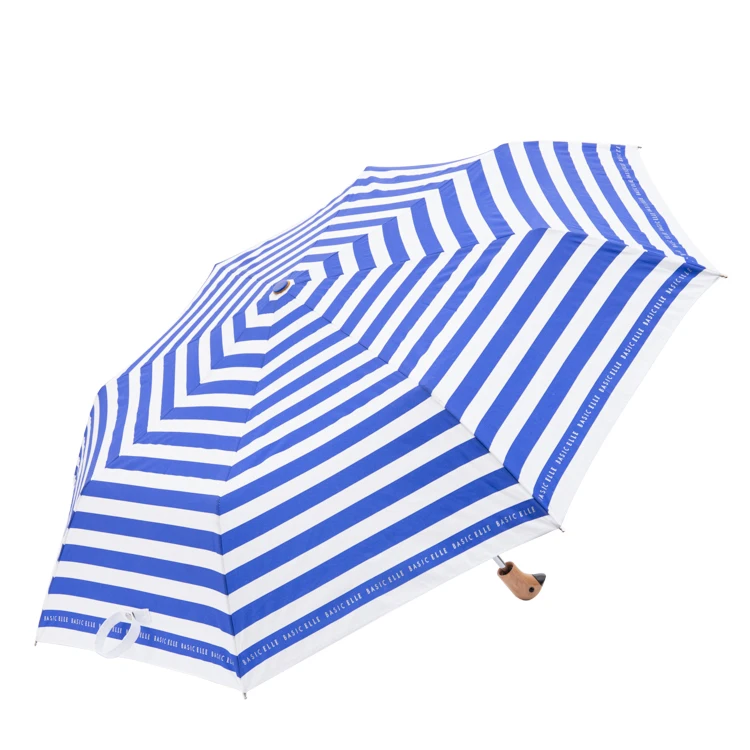 Wood duck handle 3 folding sun and rain umbrella, compact and lightweight for ladies