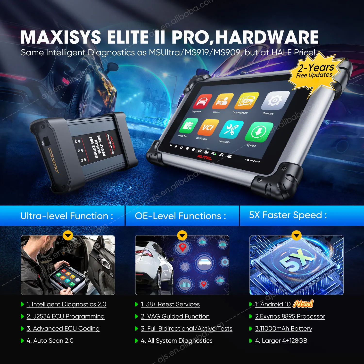 Autel Official Store MaxiSYS Elite II PRO OBD2 Scanner Digital ECU Programming Altar OBD 2 Professional Vehicle Diagnostic Tools