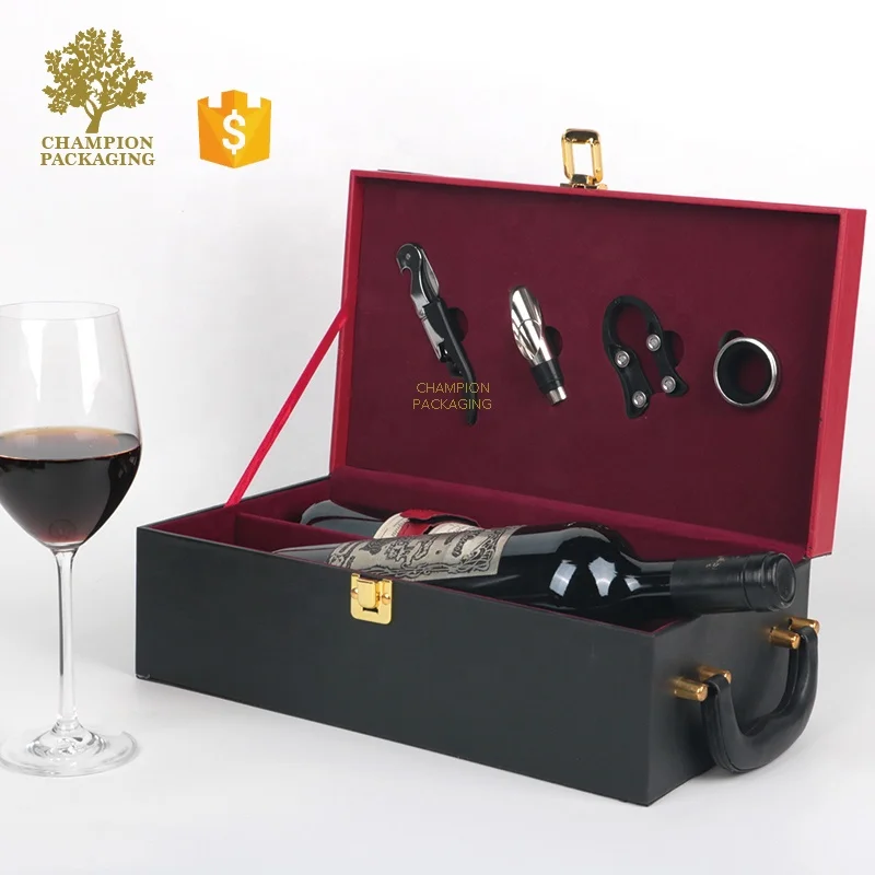 Decorative High Quality Luxury Single Bottle Leather Wine Carry Case