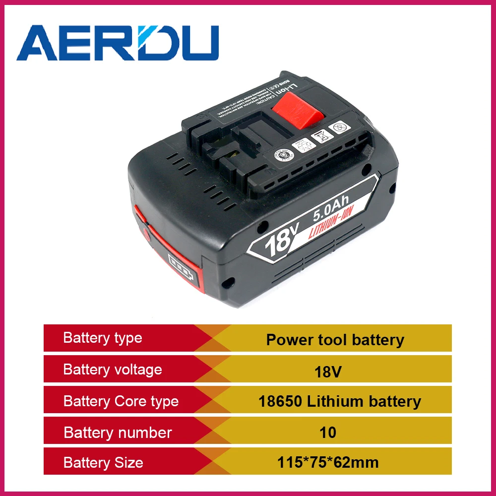 5.0Ah 5000mAh 18V Rechargeable Cordless Power Tool Batteries OEM/ODM Replacement Drill Battery for Bosch 18V GBA Lithium Ion