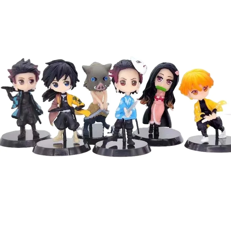 6 шт./набор убийца демонов 2 Ver. Фигурные игрушки Tanjirou Nezuko Kochou Shinobu Kyoujurou Agatsuma Hashibira Giyuu Kimetsu No Yaiba