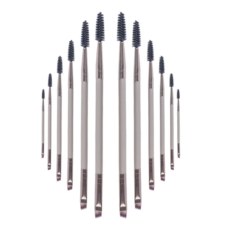Wholesale Single Makeup Brush with Dual Ended Angled Spoolies Double Sided Wood Brow Eyebrow Brush Accessories