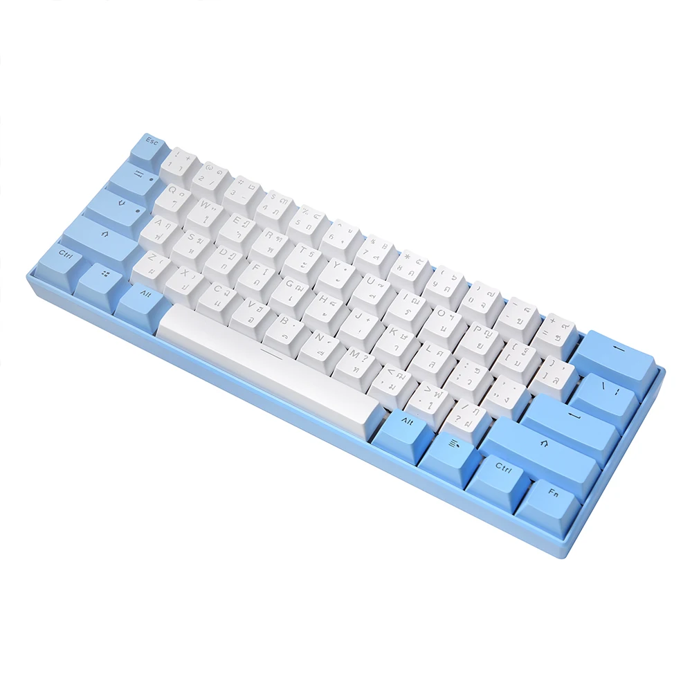 custom doubleshot transparent keycaps 61 keys mini russian keyboard diy hot swap usb wired gaming mechanical keyboards