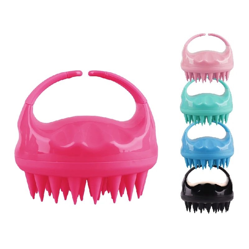 Manual Massage Shampoo Brush with Soft Silicone Head Scalp Massager Hand Held Portable Head Massager
