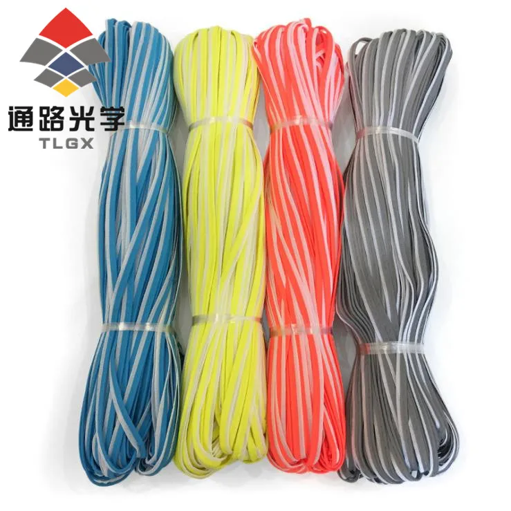 High Conspicuous Glowing Reflective piping rope/multicolored reflective woven cord sew on