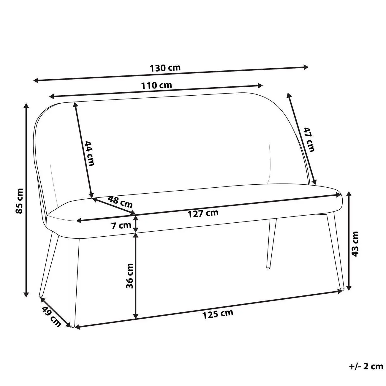 Nordic Furniture Dining Lounge Loveseat Upholstered Velvet Couch Double Seat Sofa Chair with Metal Feet