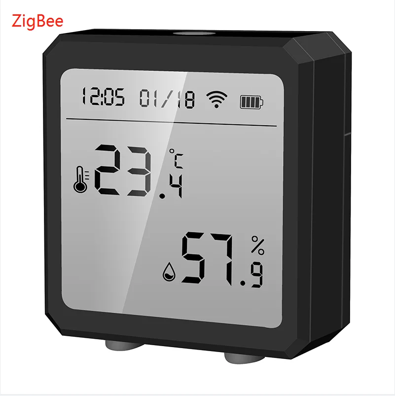 Tuya ZigBee Smart Temperature And Humidity Sensor Indoor Hygrometer Thermometer Alarm Battery Display Alexa Google Home
