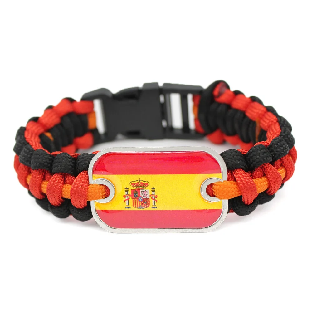 Customized Creative Outdoor Survival Wristbands Quality National Flag Handmade Paracord Bracelet