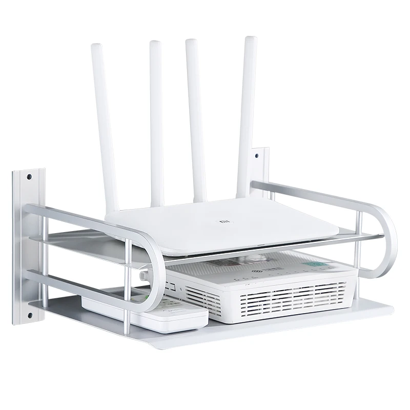 Router Stand Shelf Wall Mounted Dvd Player Wall Shelf Made by Aluminum Dual-layer