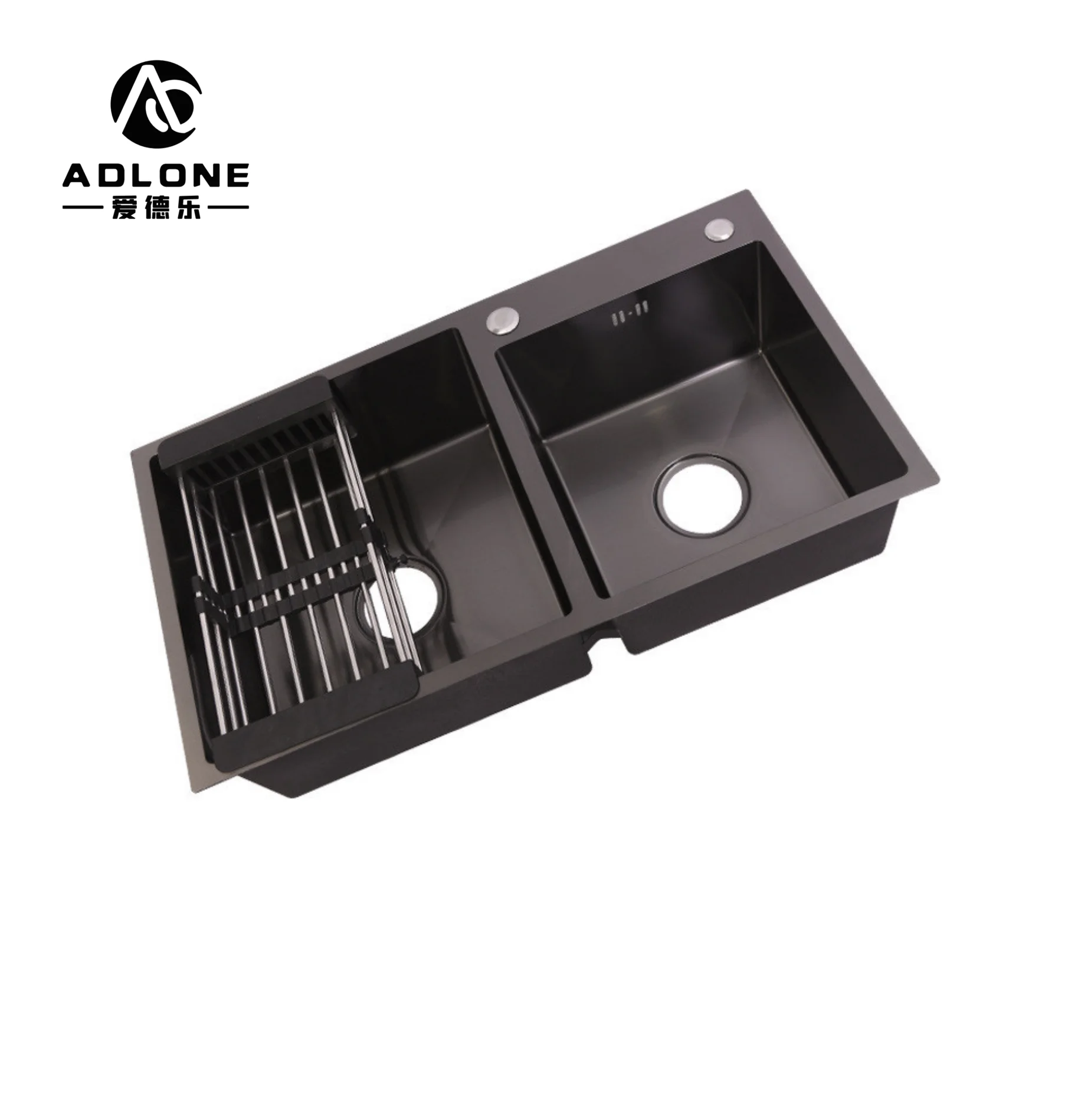 Handmade Stainless Steel Black Nano Sink No Fading Double Bowl  Kitchen Sink