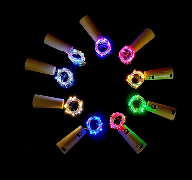 20 Leds 2m Wine Bottle Cork Shaped Battery Operated Micro Copper Wire Led Fairy String Lights For Holiday Christmas Decoration