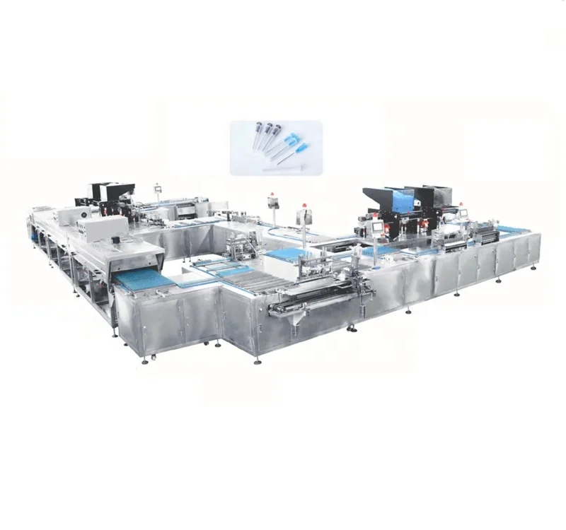 Double lines syringe needle assembly machine group, medical hypodemic needles full automatic assembly equipment production line