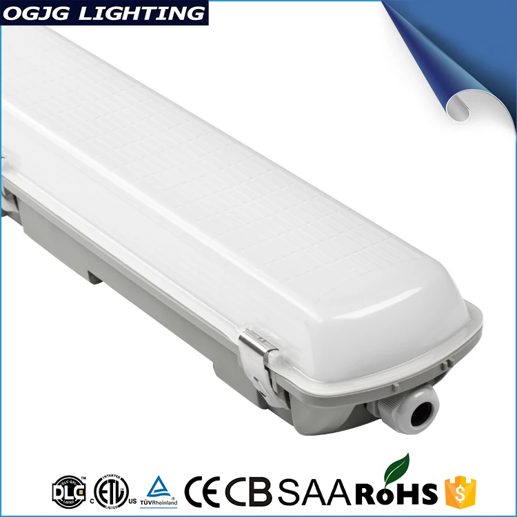 ETL DLC CE subway station ip65 tri-proof tube fixtures trunking system hanging batten lighting tunnel emergency led linear light